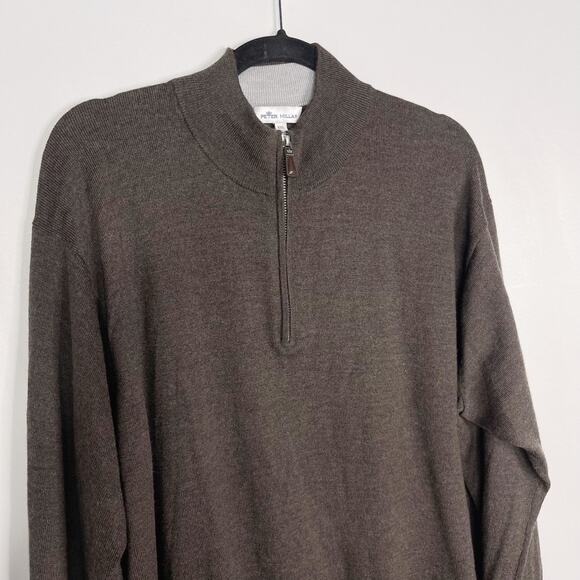 Peter Millar Mens XXL Brown Crown Soft Merino Wool Silk Quarter Zip Sweater 2XL - Picture 3 of 9